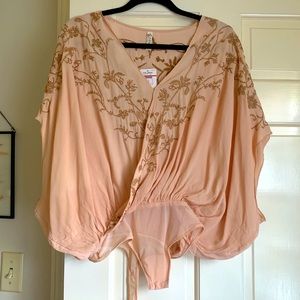 Free People Embroidered Bodysuit